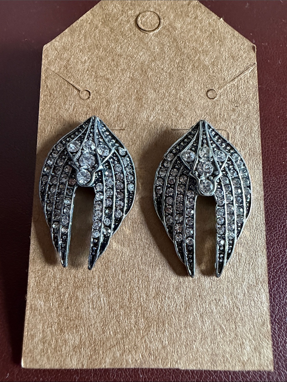 Art Deco Style Earrings - Silver Tone